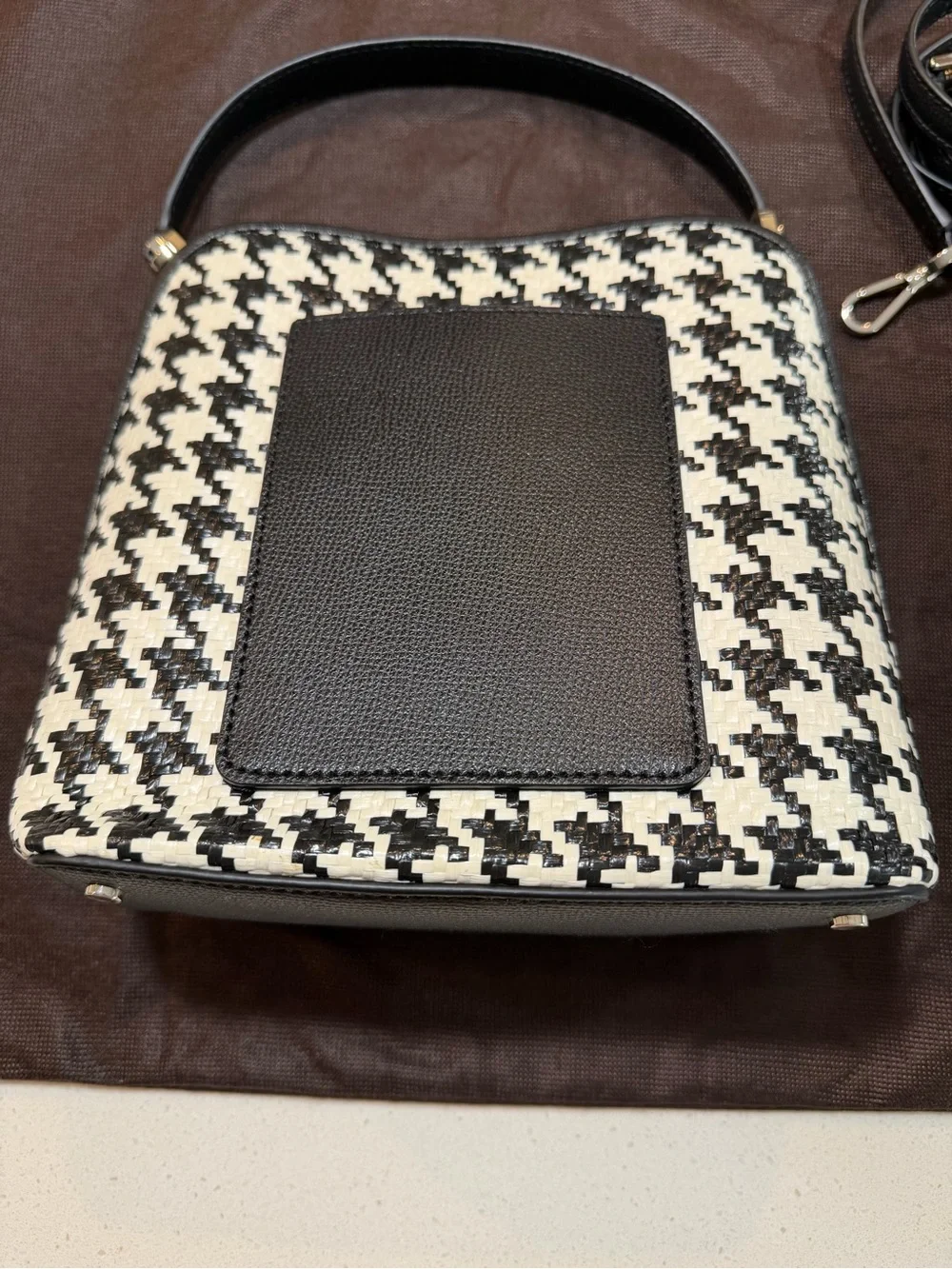 kate spade Black & White Houndstooth Crossbody Bag